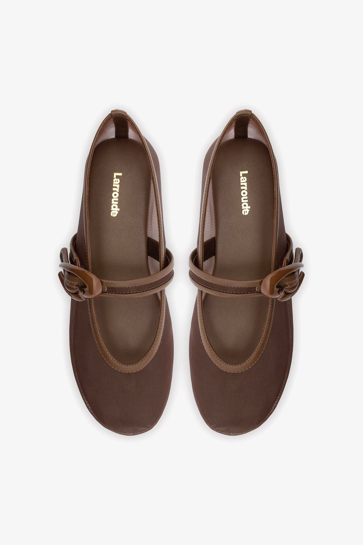 Verona Mesh Ballet Flat Burnt Umber Leather - Larroude