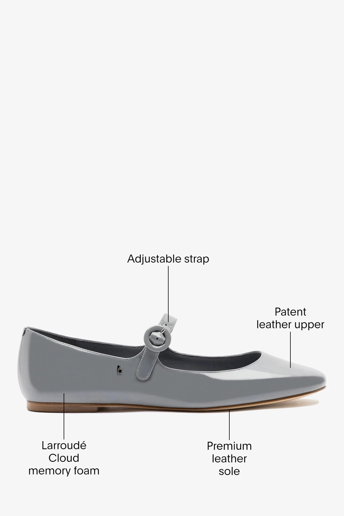 Blair Ballet Flat Titanium Patent Leather - Larroude