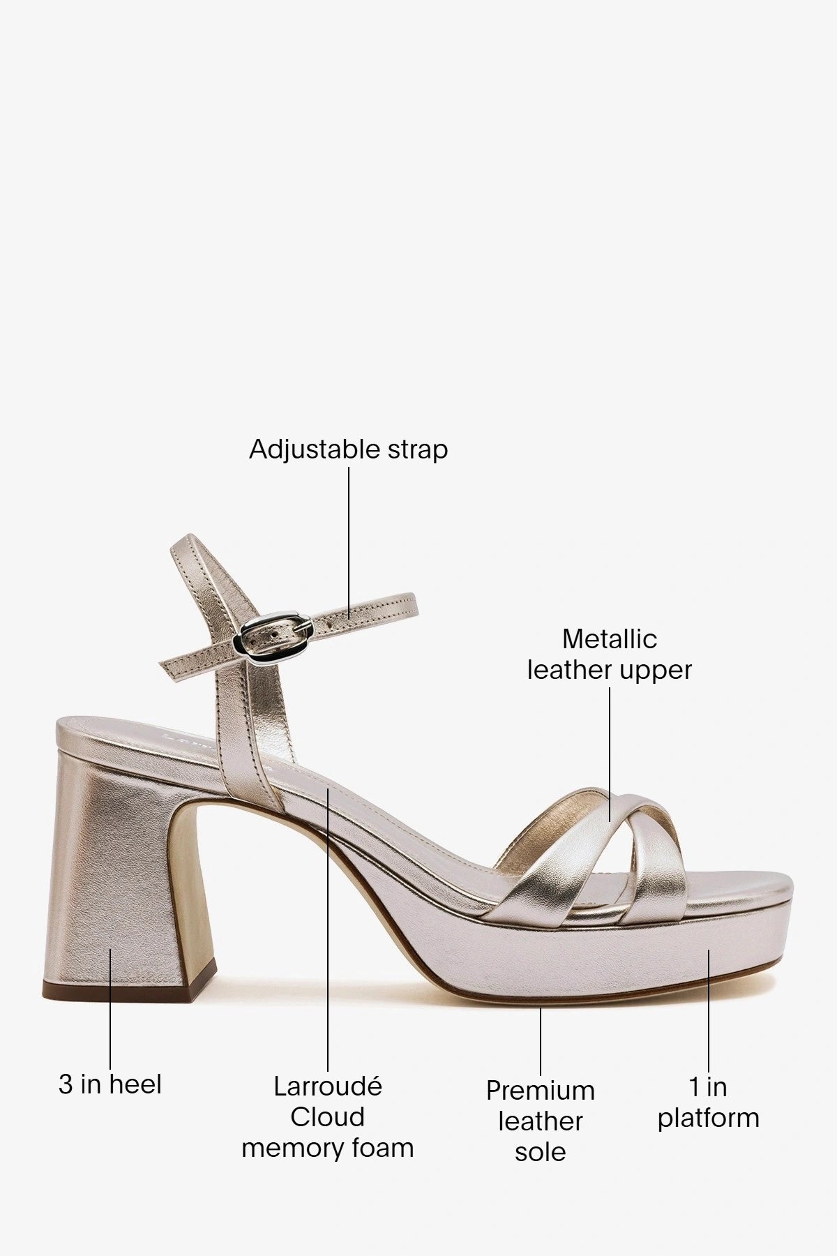 Bianca Low Platform Sandal Dusky Gold Leather - Larroude