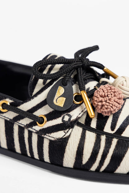 Cyprus Boat Shoe Zebra Hair Leather - Larroude