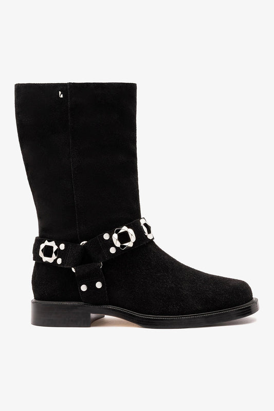 Sonora Boot Black Suede - Larroude