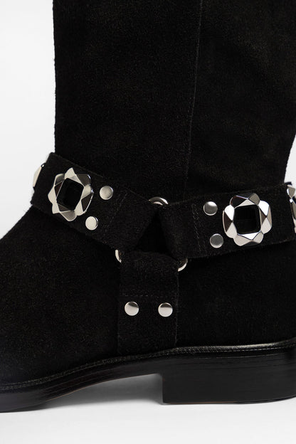 Sonora Boot Black Suede - Larroude