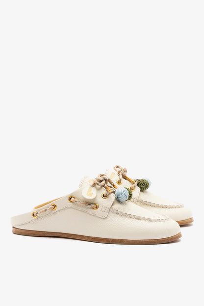 Cyprus Mule Ivory Leather - Larroude