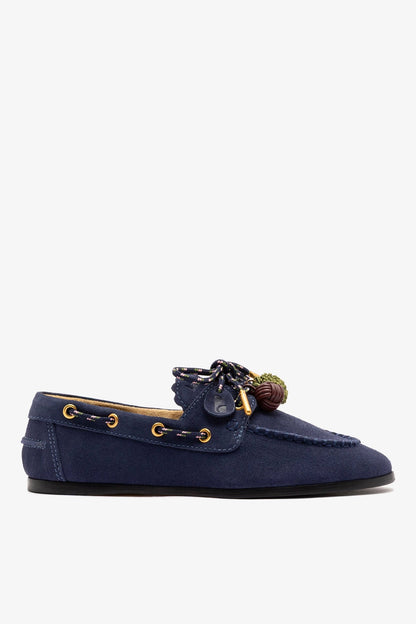 Cyprus Boat Shoe In Navy Suede - Larroude