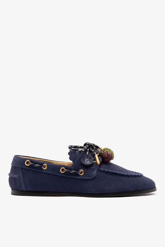 Cyprus Boat Shoe In Navy Suede - Larroude