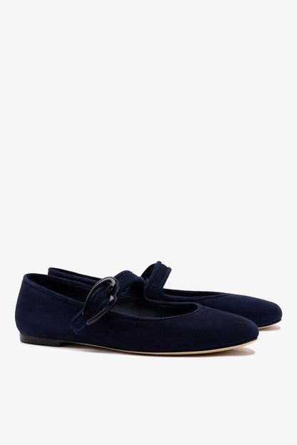 Verona Ballet Flat In Navy Suede - Larroude