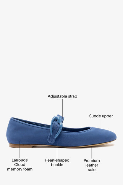 Verona Ballet Flat Blue Suede - Larroude