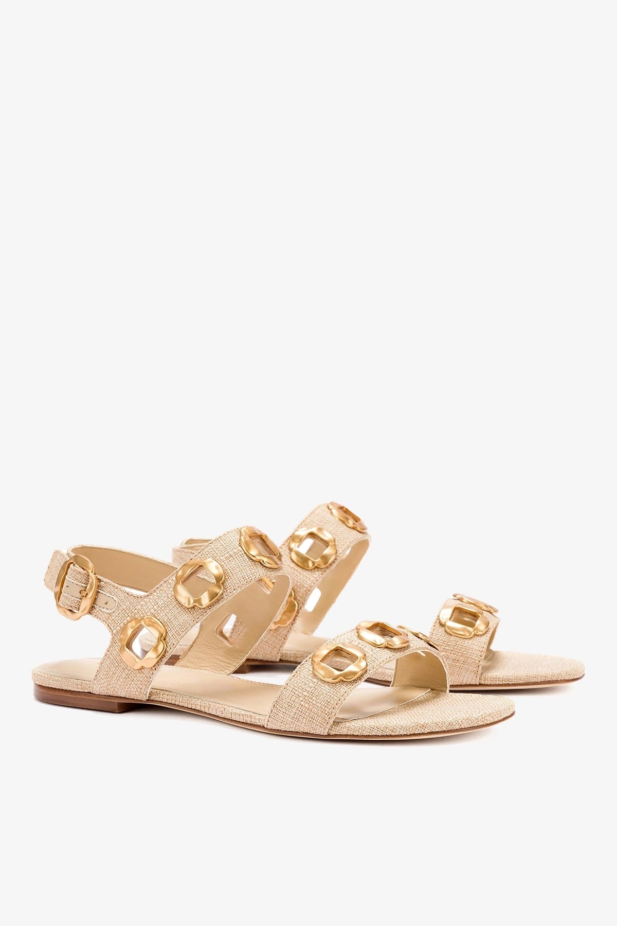 Milan Flat Sandal In Beige Raffia - Larroude