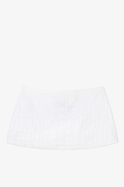 Ava Mini Skirt Striped White Cotton - Larroude