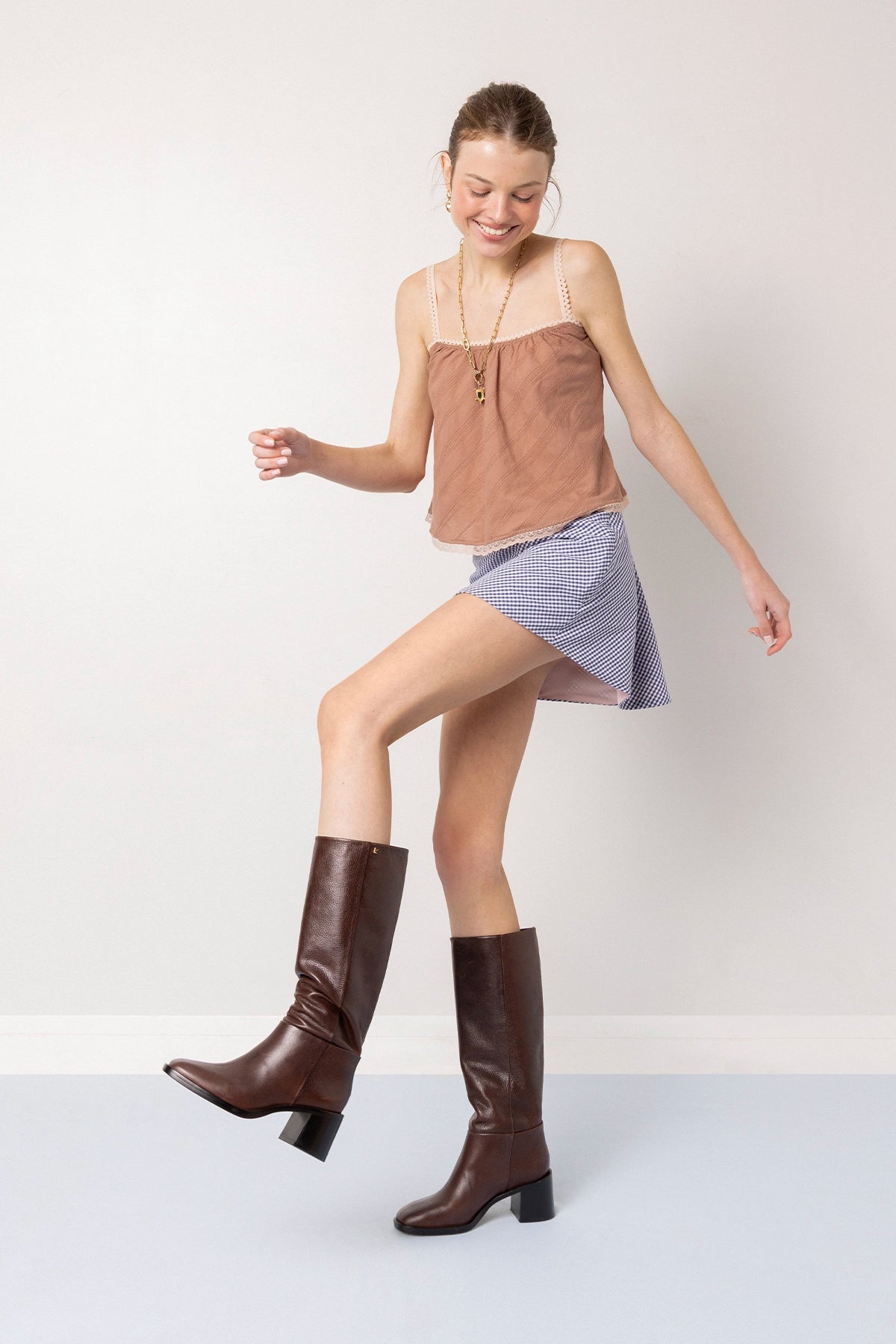 The Perfect Tank Top Mocha Striped Cotton - Larroude