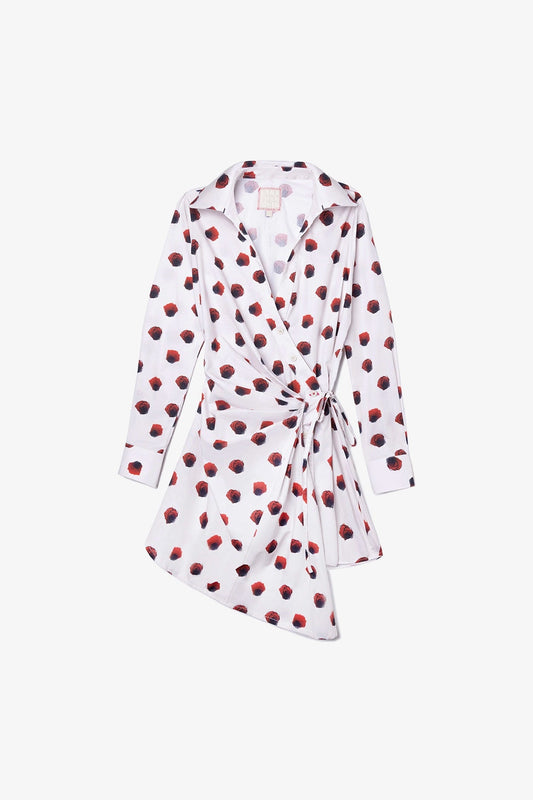 Sashi Wrap Dress White Floral Cotton - Larroude
