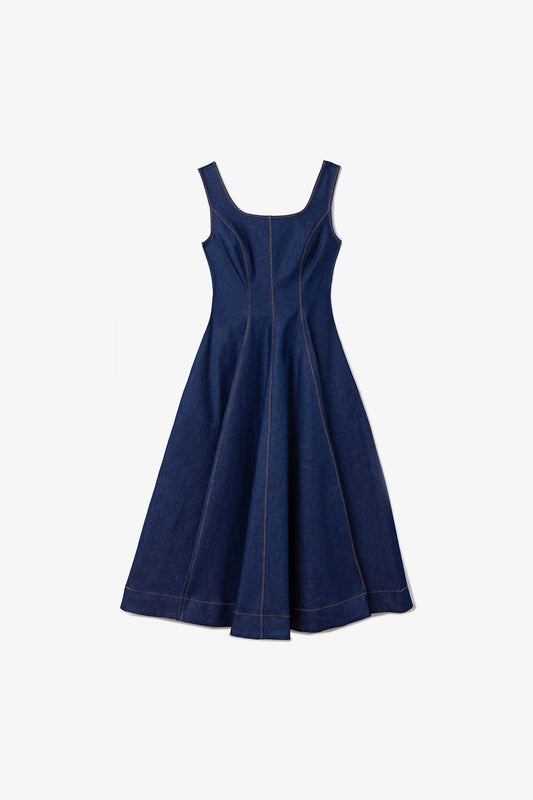 Sophia Dress Blue Denim - Larroude