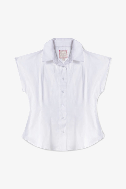 Jules Shirt White Percale - Larroude
