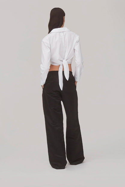 Rose Wrap Top In White Cotton - Larroude