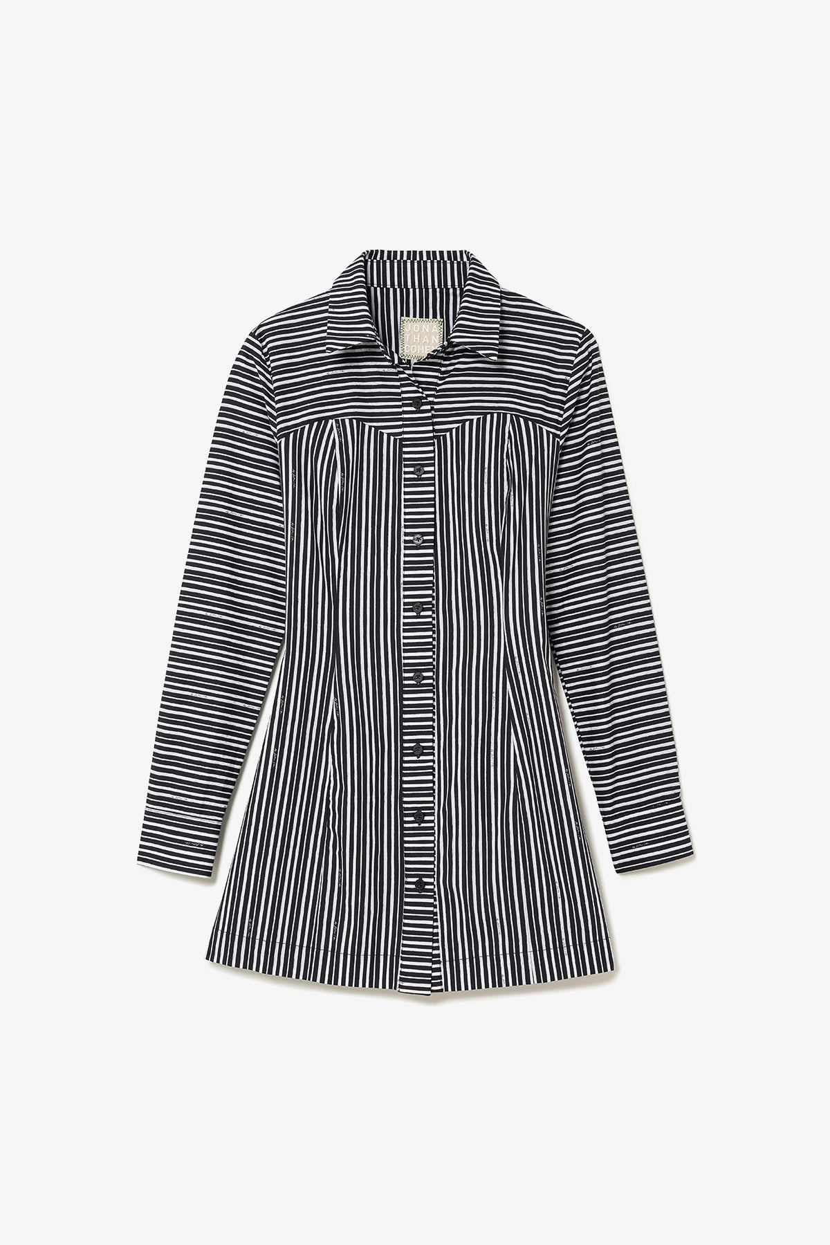 Annie Bustier Dress In Black and White Striped Cotton - Larroude