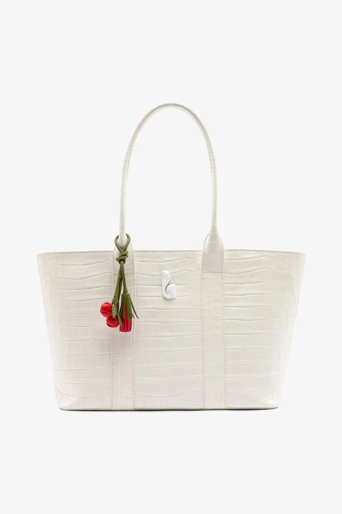 City Tote Bag White Croco Leather - Larroude