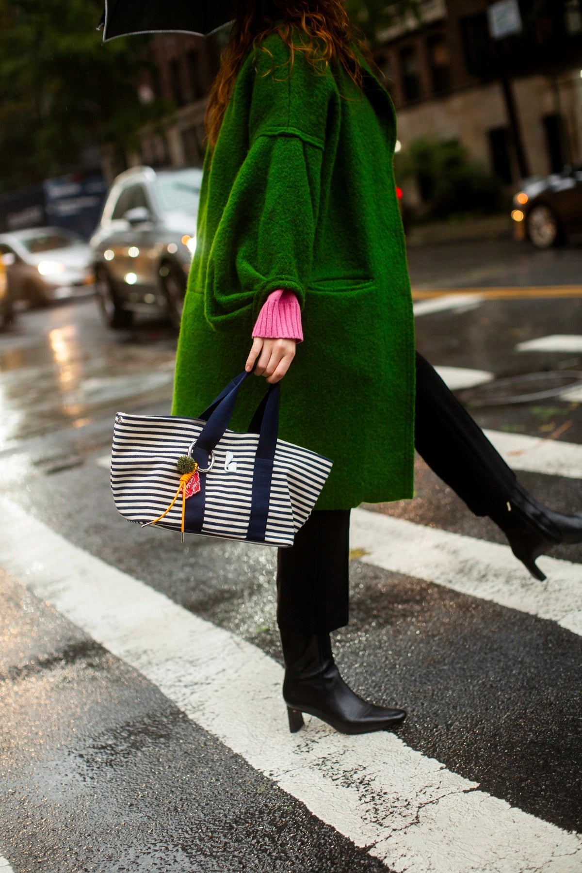 Americana Tote Bag In Indigo And Natural Awning Stripe - Larroude