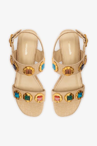 Milan Gioiello Flat In Beige Raffia - Larroude