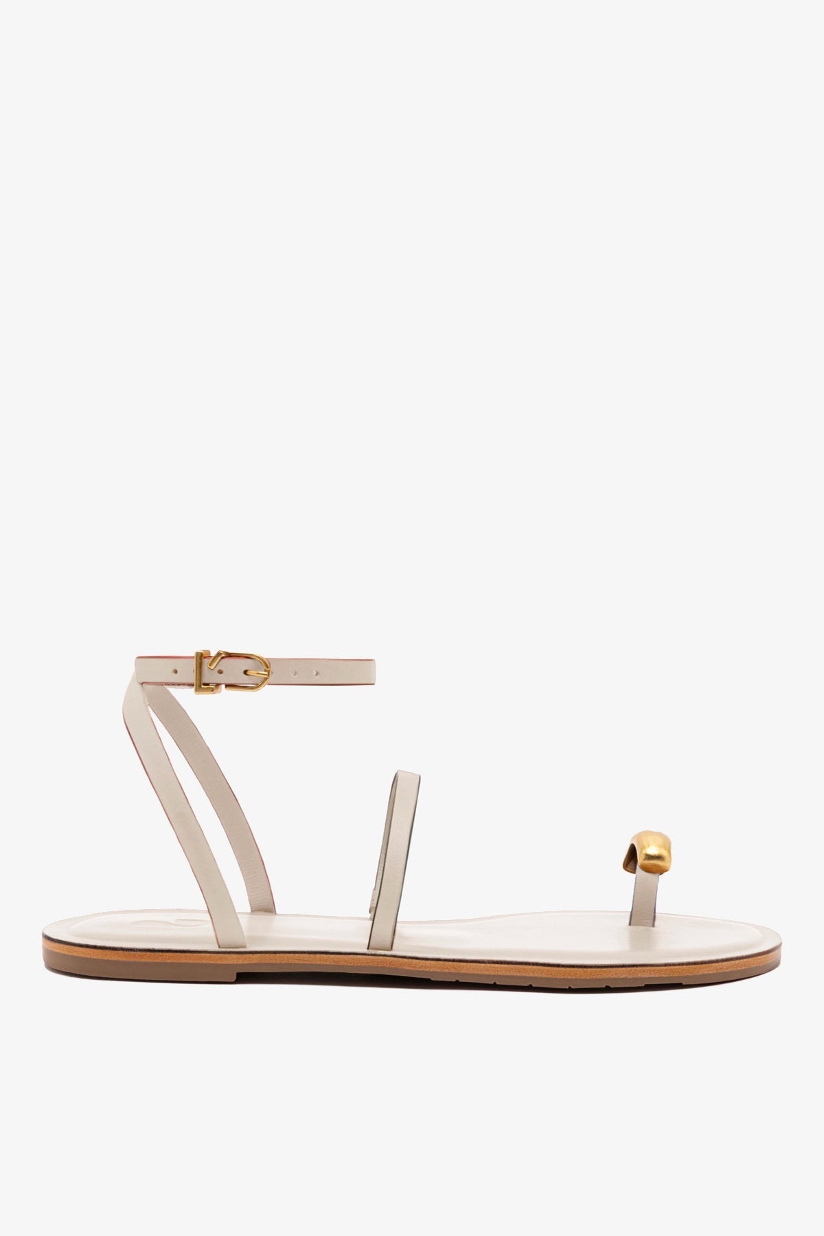 Biarritz Flat Sandal In Ivory Leather - Larroude