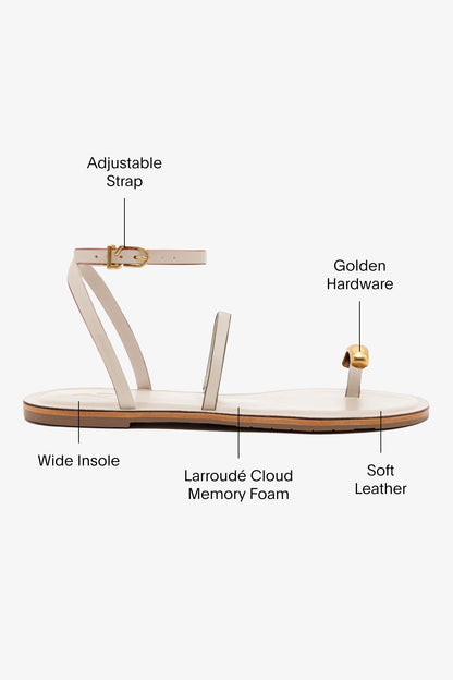 Biarritz Flat Sandal In Ivory Leather - Larroude