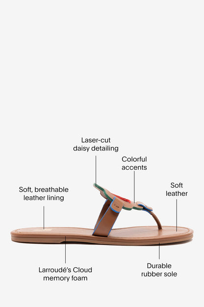 Margherita Thong Sandal In Caramel Leather - Larroude