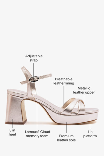 Bianca Low Sandal Champagne Leather - Larroude