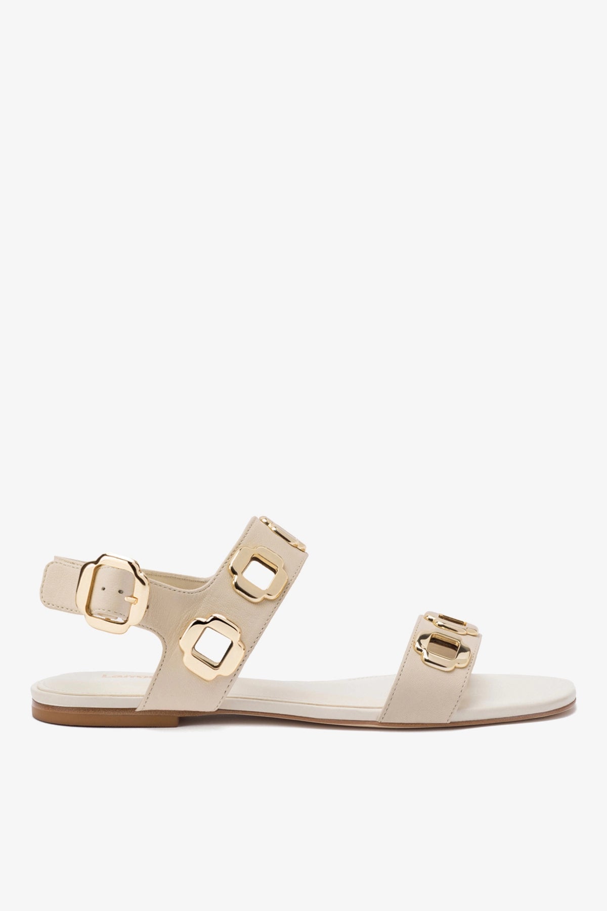 Milan Flat Sandal In Ivory Leather - Larroude