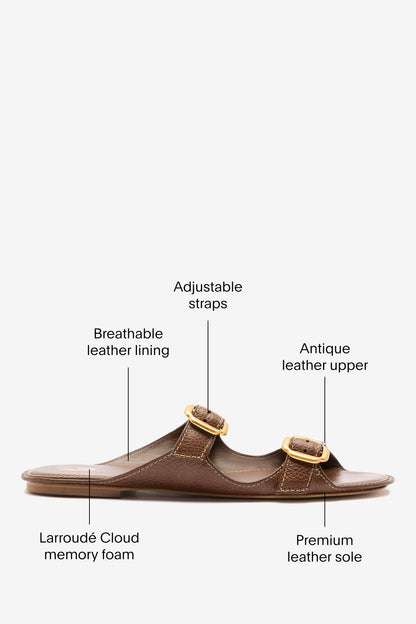 Amalfi Flat Burnt Umber Leather - Larroude