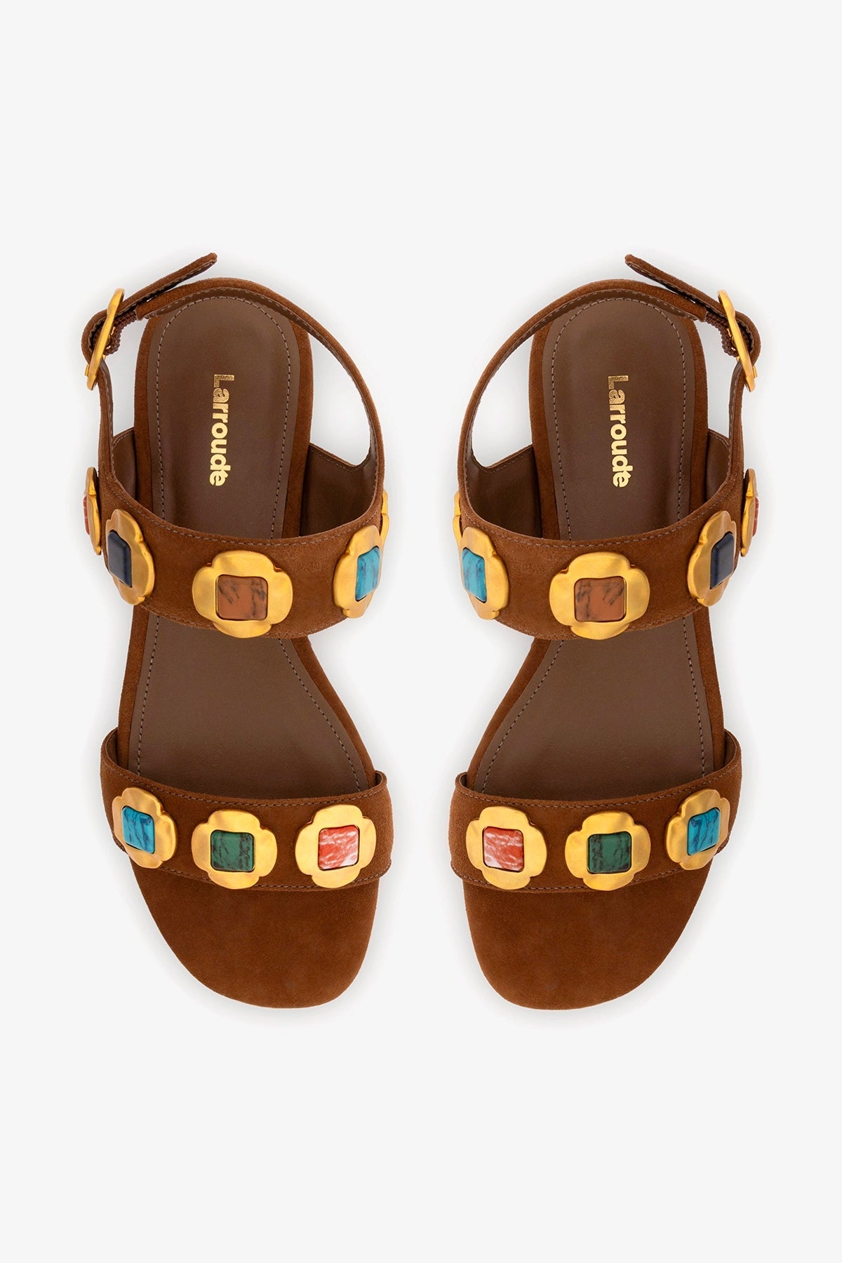 Milan Gioiello Flat In Burnt Umber Leather - Larroude