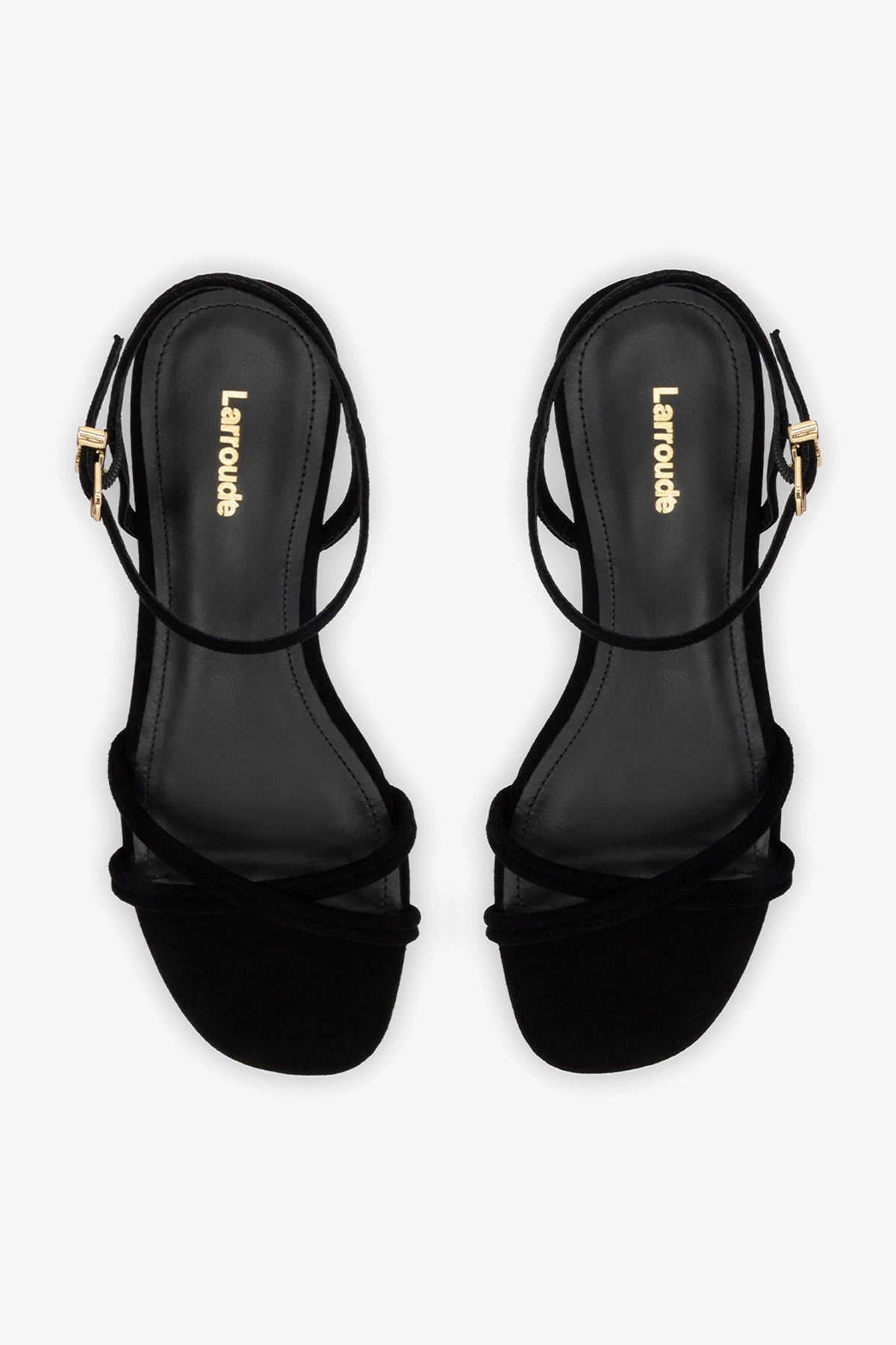 Annie Sandal Ankle Tie In Black Leather - Larroude