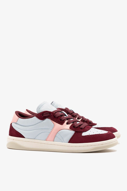 George Sneaker In Burgundy Suede and Maya and Tulip Leather - Larroude