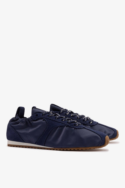 Stella Lite Sneaker In Navy Nylon and Suede - Larroude