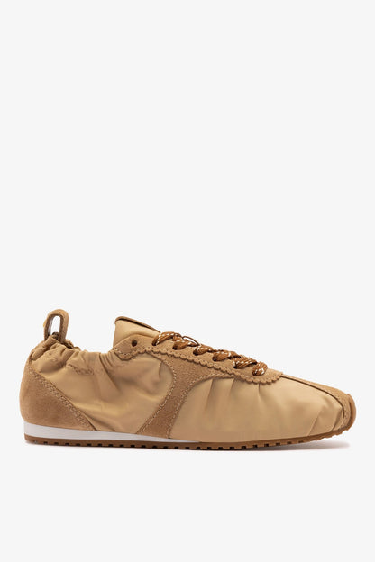 Stella Lite Sneaker In Peanut Nylon and Suede - Larroude