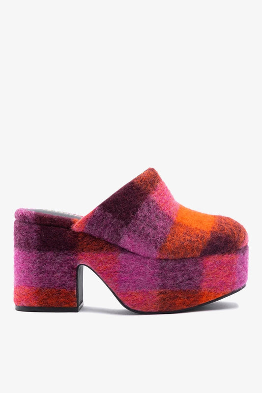 Miso Platform Clog Plum Printed Felt - Larroude