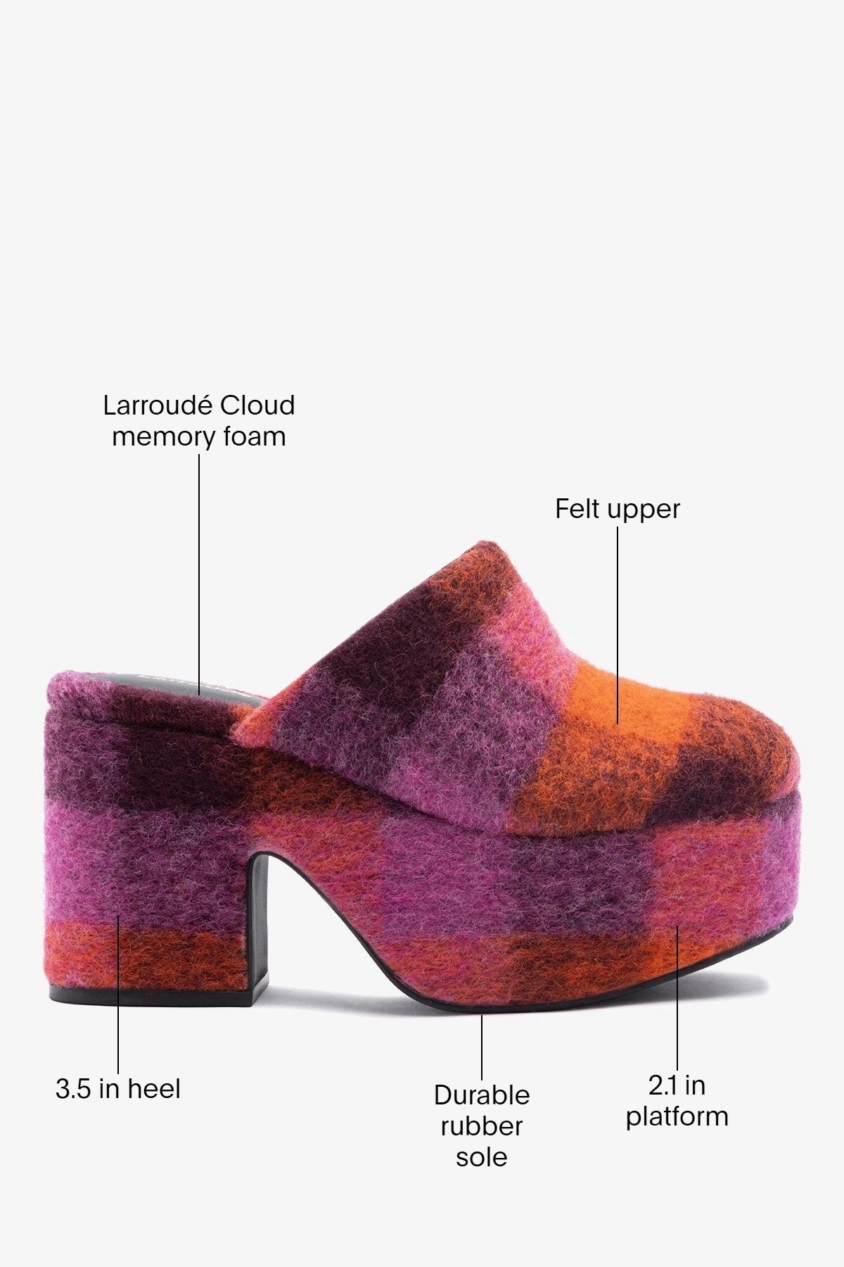 Miso Platform Clog Plum Printed Felt - Larroude