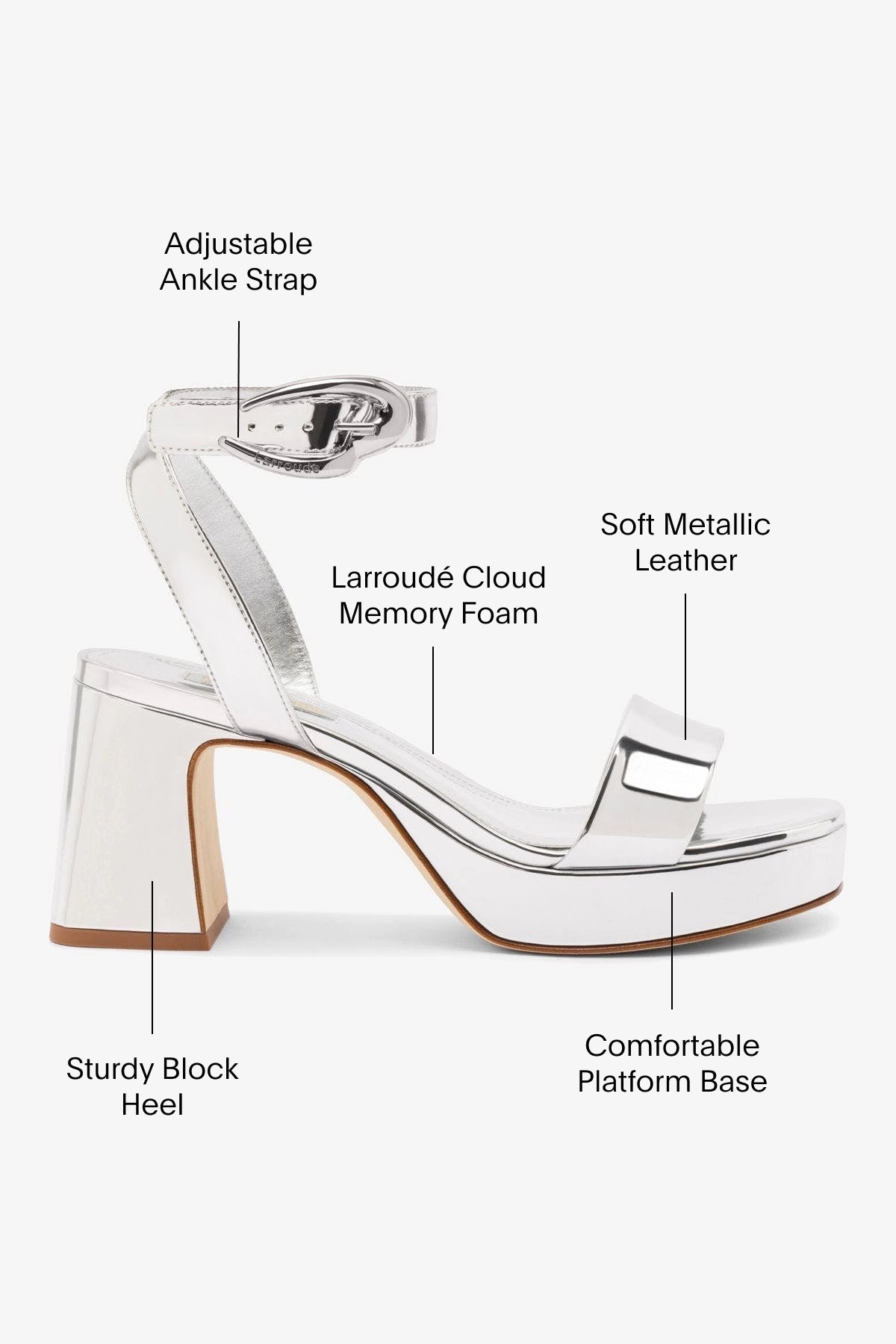 Dolly Verona Low Sandal In Silver Specchio - Larroude