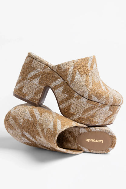 Miso Platform Clog Latte Fabric - Larroude