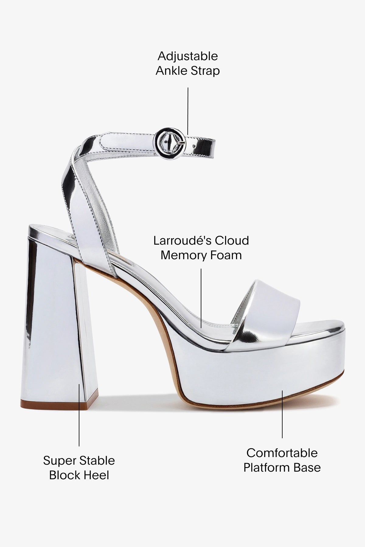 Dolly Sandal In Silver Specchio - Larroude