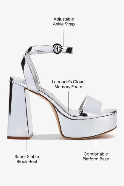 Dolly Sandal In Silver Specchio - Larroude