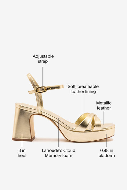 Bianca Low Sandal In Platina Metallic Leather - Larroude