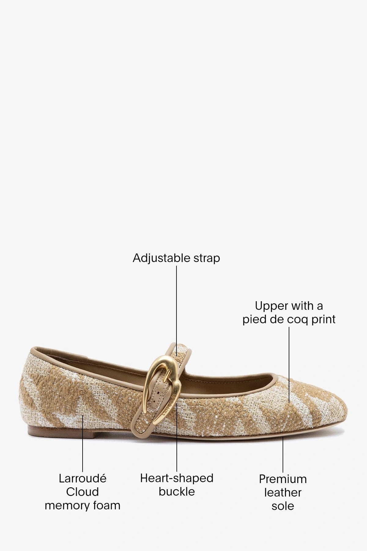 Verona Ballet Flat Latte Printed Fabric - Larroude