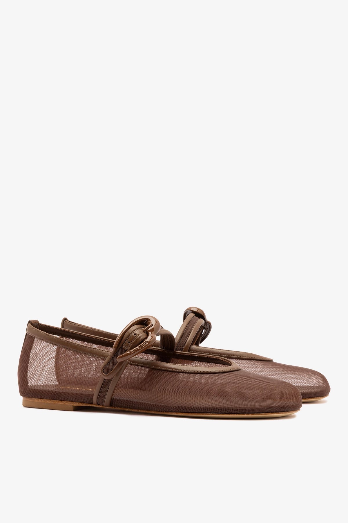Verona Mesh Ballet Flat Burnt Umber Leather - Larroude