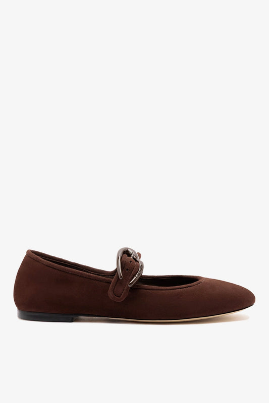 Verona Ballet Flat In Brown Suede - Larroude