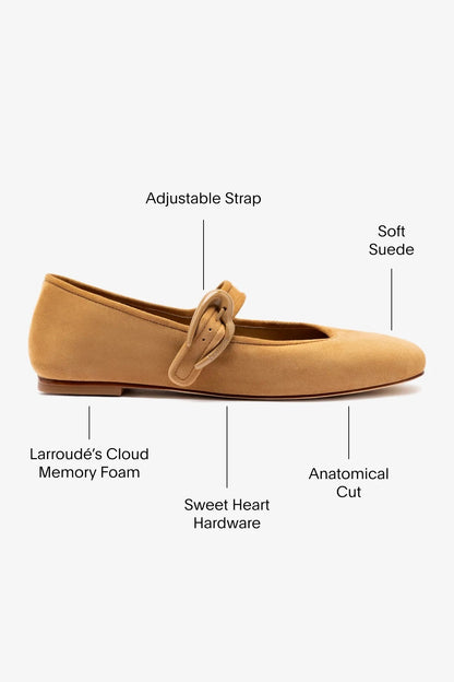 Verona Ballet Flat In Peanut Suede - Larroude
