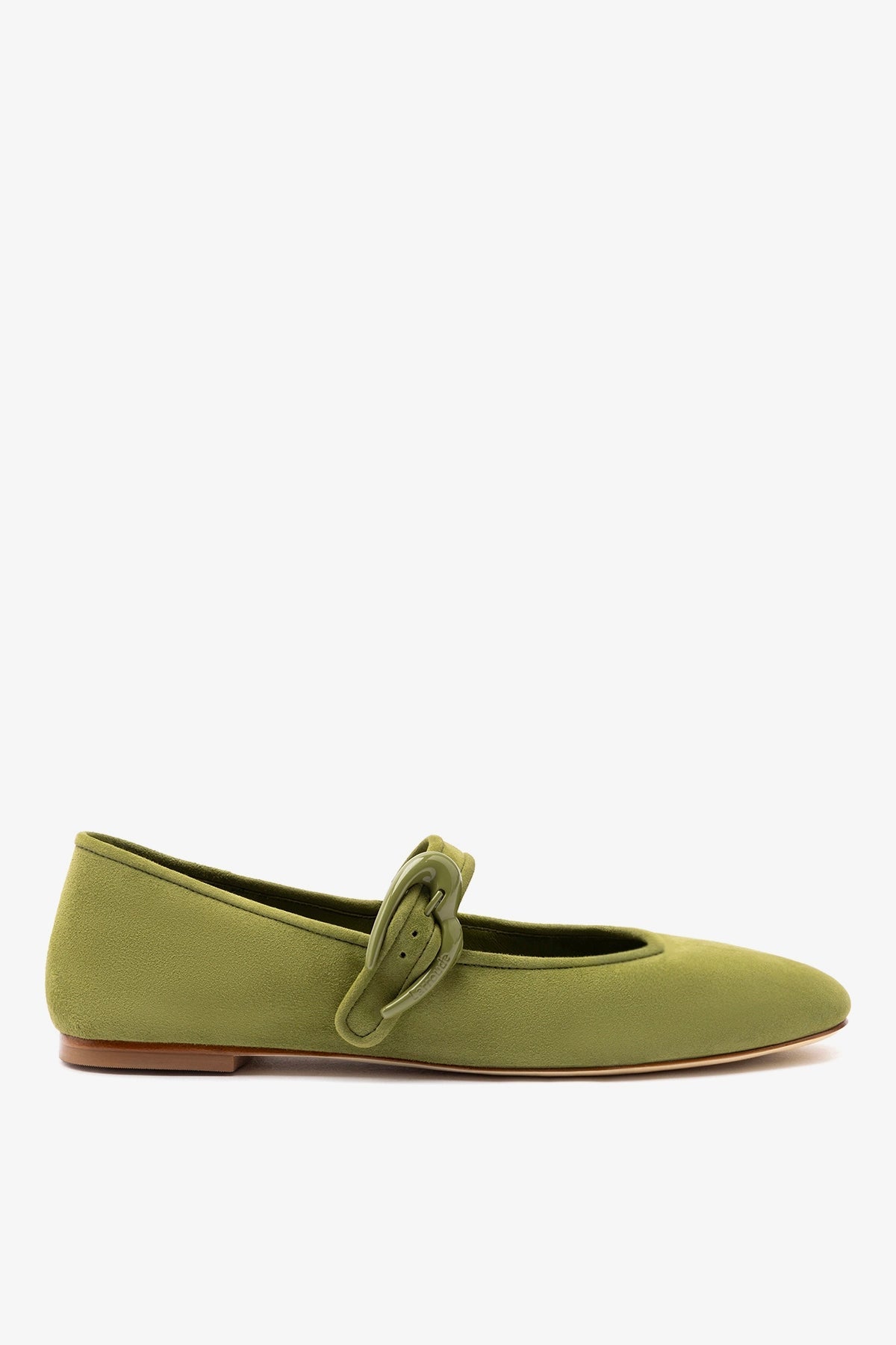Verona Ballet Flat In Seaweed Suede - Larroude