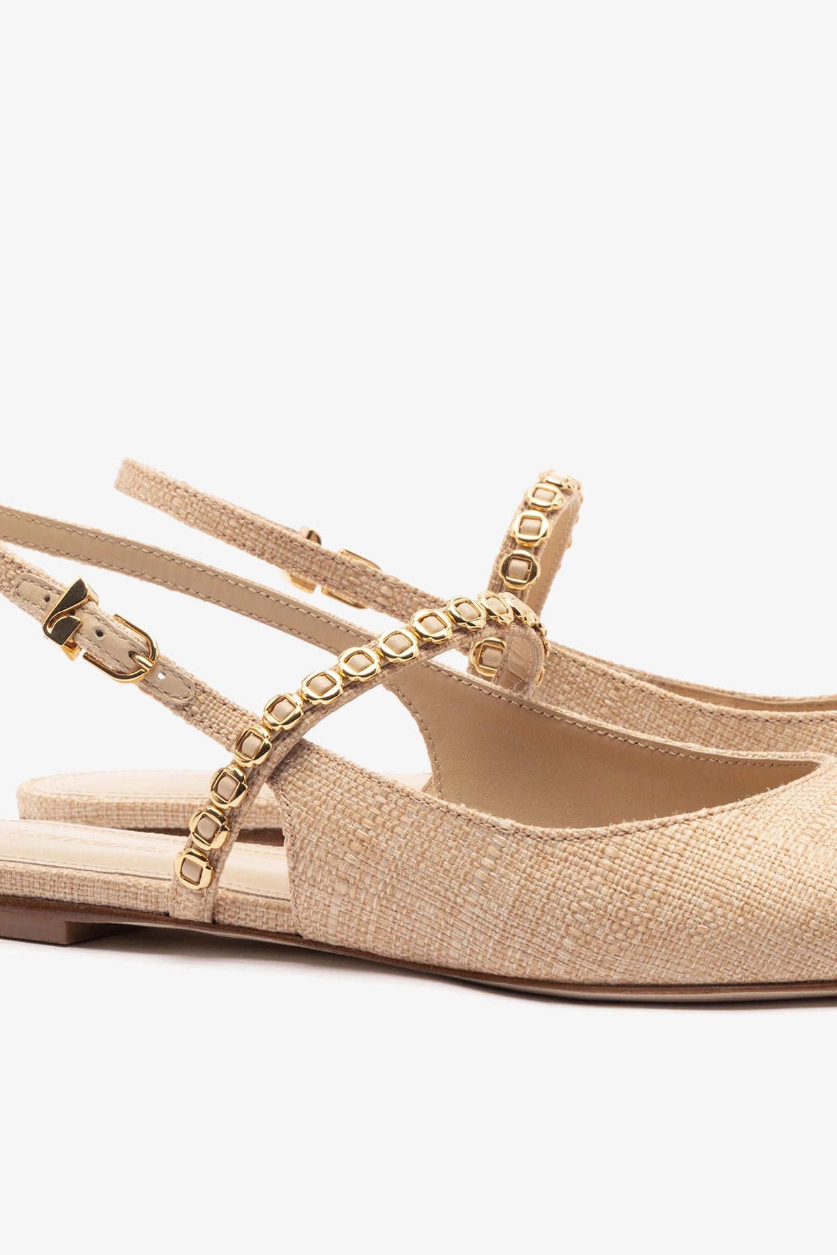 Georgina Milanina Ballet Flat In Beige Raffia - Larroude