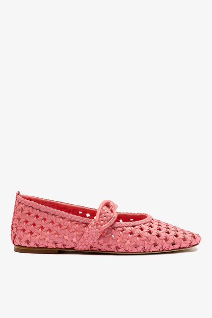 Verona Macrame Ballet Flat In Sorbet Pink Leather - Larroude