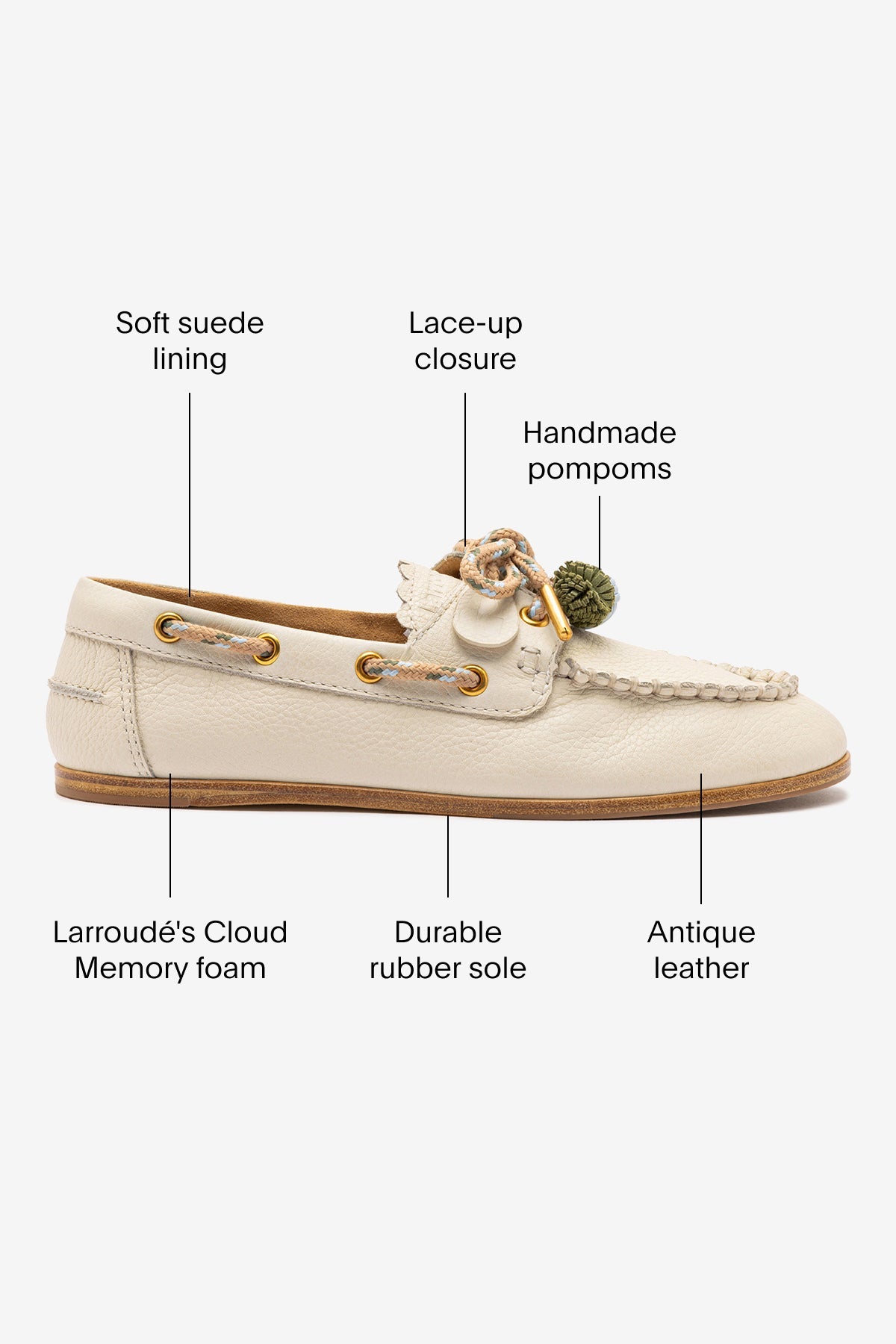 Cyprus Boat Shoe In Ivory Leather - Larroude