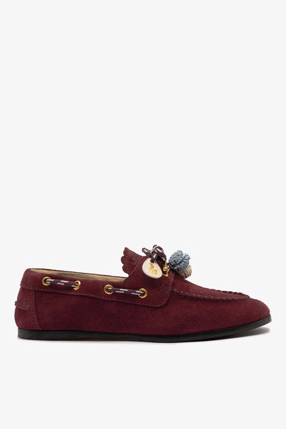 Cyprus Boat Shoe Burgundy Suede - Larroude