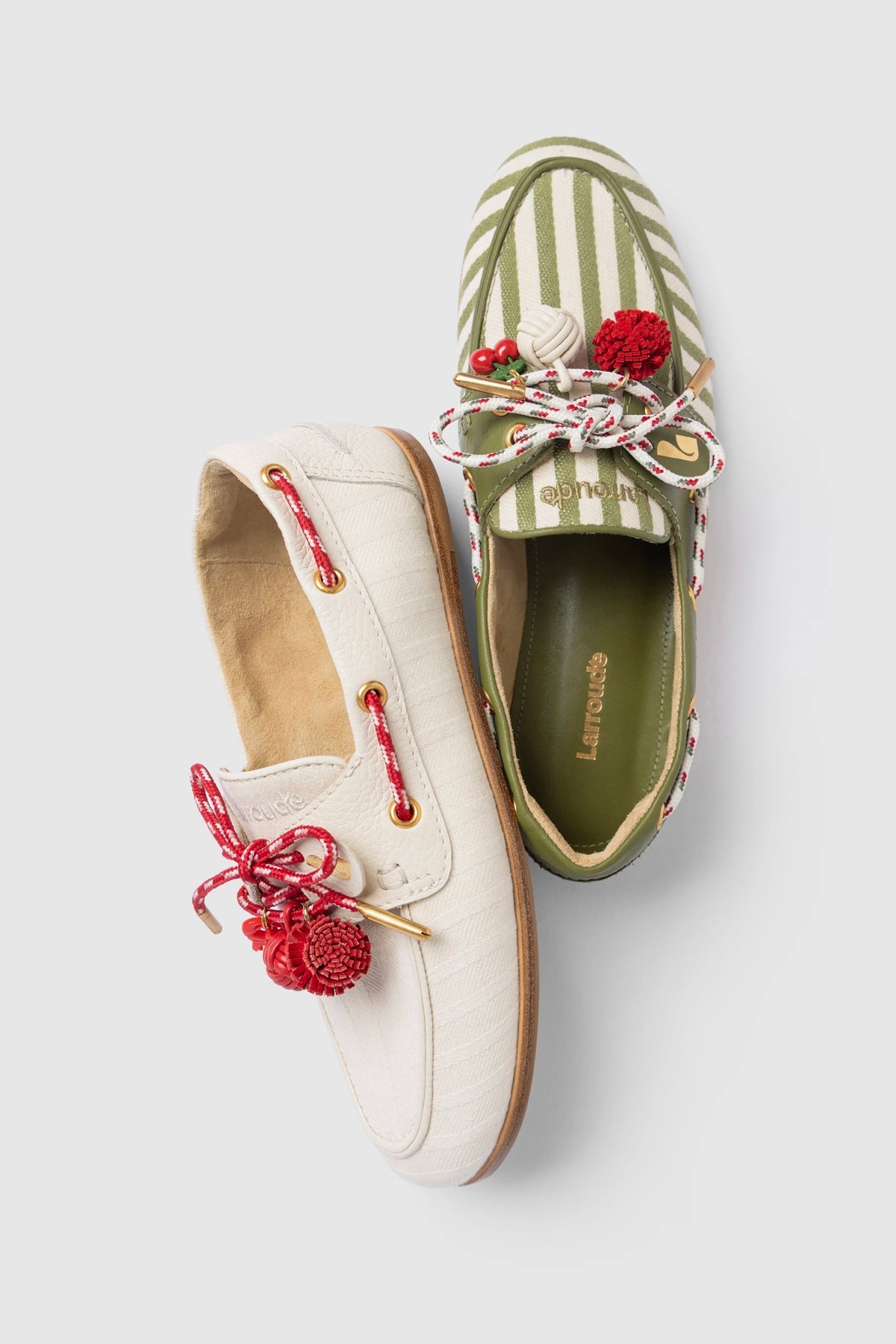 Cyprus Boat Shoe Seaweed Striped Canvas - Larroude